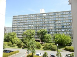 玄関横の洋室からの眺め・植栽も多く緑が多い