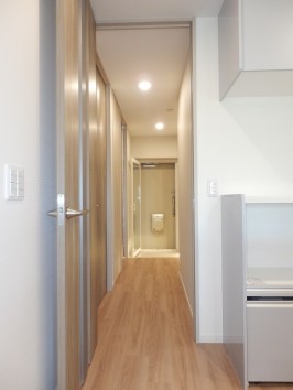 キッチンから玄関・すべての建具が天井までのハイドア