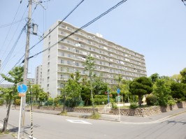 建物全体の南面の外観・定期的な大規模修繕で綺麗な外観